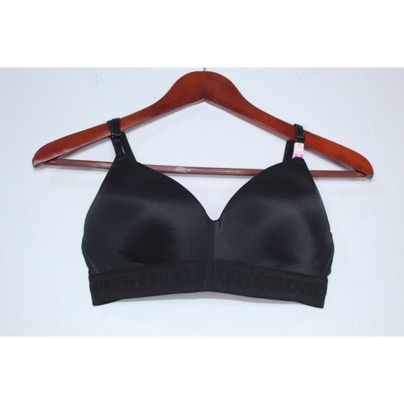 Pink By Victoria Secret 34 C Pink Black Solid Lightly Padded Unwired NWT - Picture 2 of 12